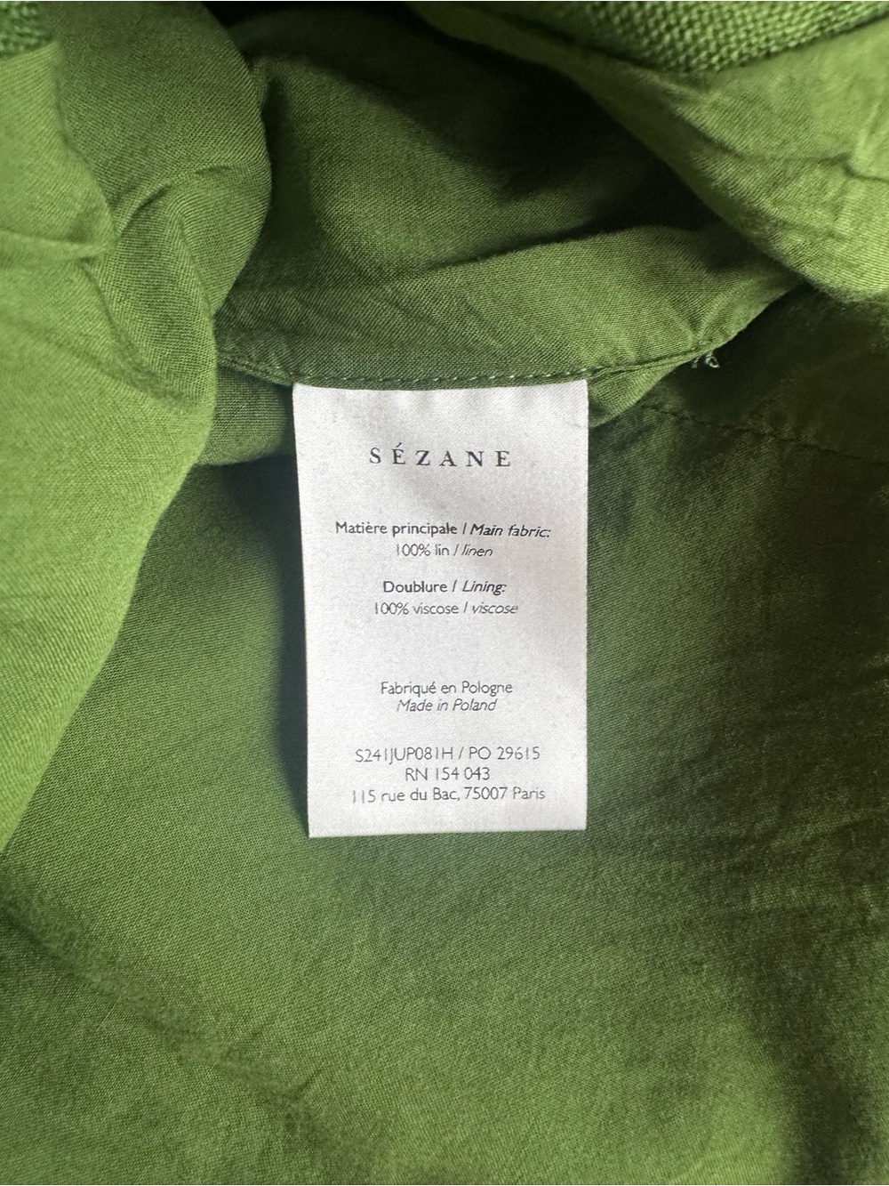 Sezane Editions Lucilla Summer Green Linen Skirt size 38 - Picture 6 of 7